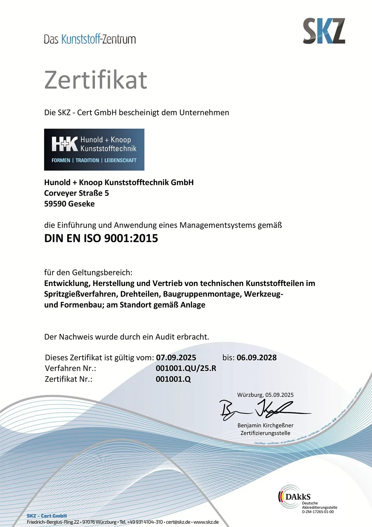 SKZ Zertifikat 14001 deutsch hunold-+-knoop-zertifikat-9001-deutsch-2025_prev